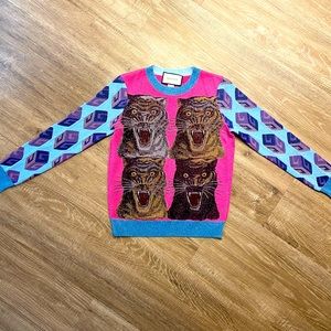 Gucci Lurex tigers sweater XS